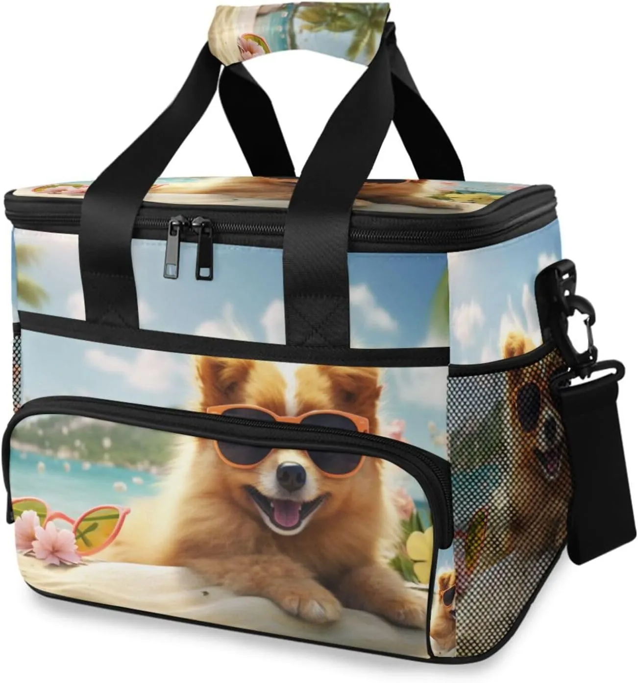 Funny Dog Beach Cooler Bag Insulated Cooler Soft Sided Cooler 24 Can Portable Picnic Bag Large Leakproof Lunch Bag Box for Beach Grocery Camping Travel Car Men Women