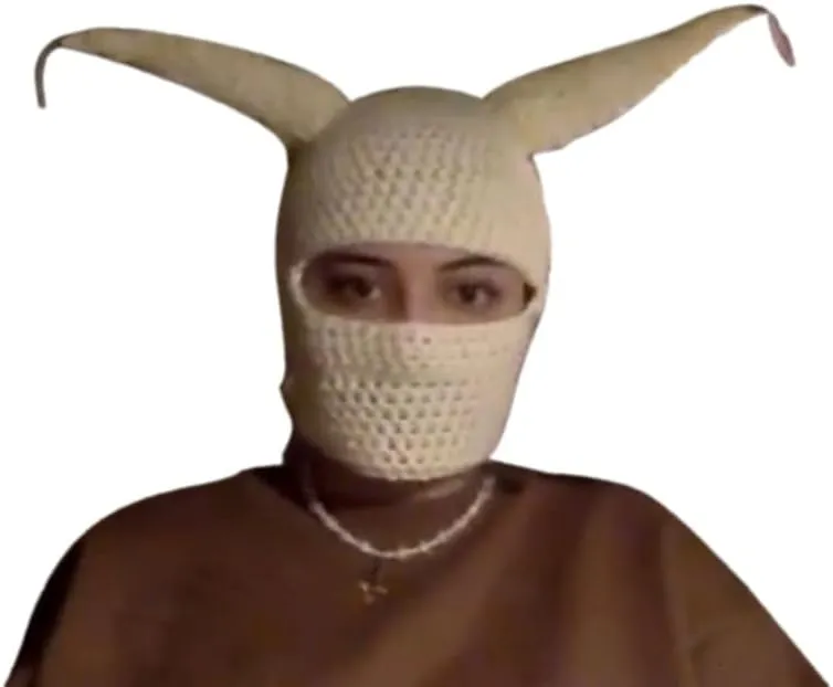 Funny Horns Creative Knitted Hat Beanies Warm Full Face Cover Ski Mask Hat Windproof Balaclava Hat for Men Women