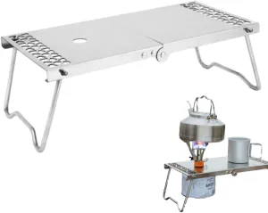 Furnace Tables - Stove Barbecue Shelf Folding Camp Table | Stainless Steel Cooking Camp Table with Adjustable Screw-On Feature, Outdoor Camp Table for Picnic