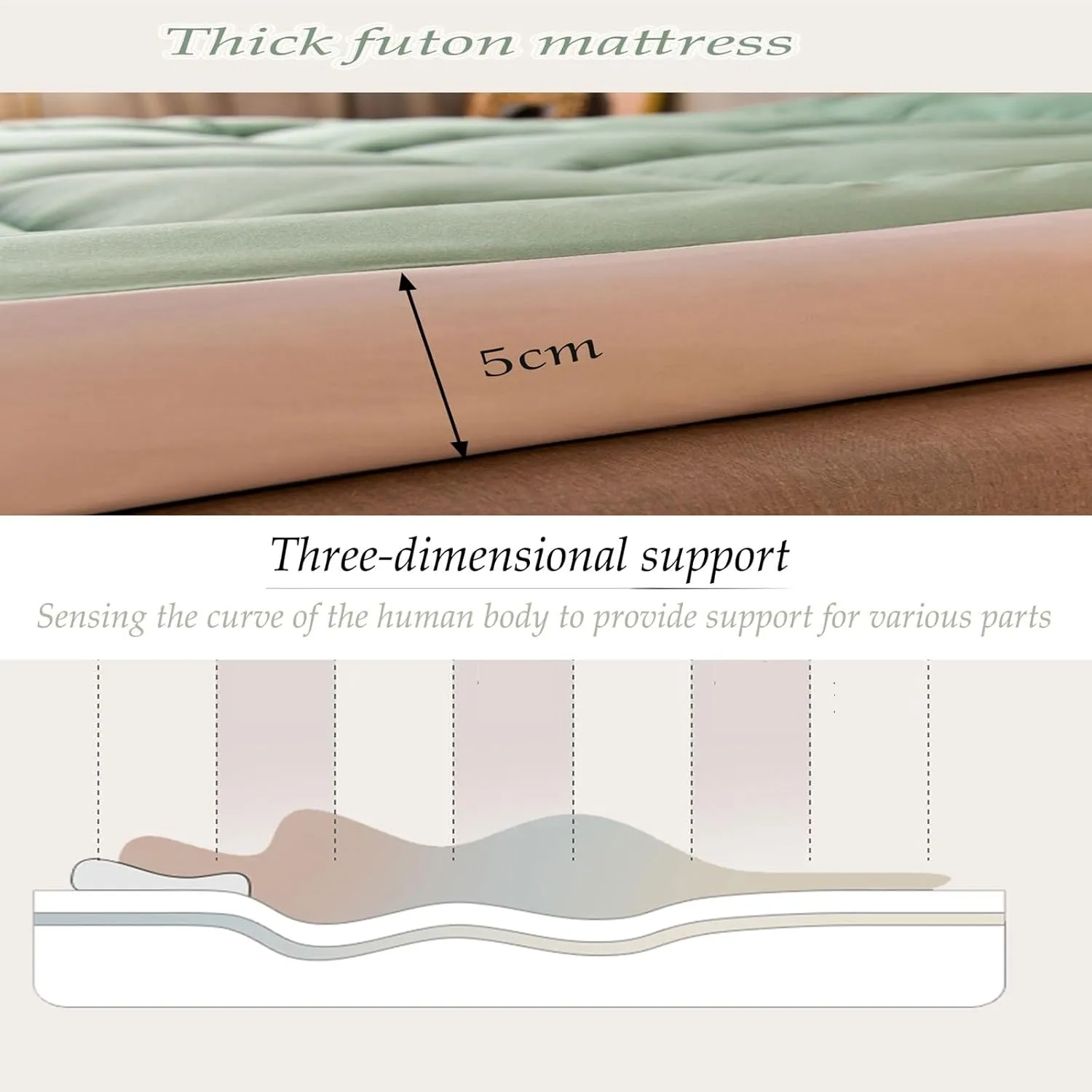 Futons Sofa Couch Bed,Foldable Japanese Floor Bed,Guest Mattress for Floor,Twin Full Queen King Size Futon,Portable Dormitory Mat,roll Up Travel Camping(B,Twin(35.4"X80"))