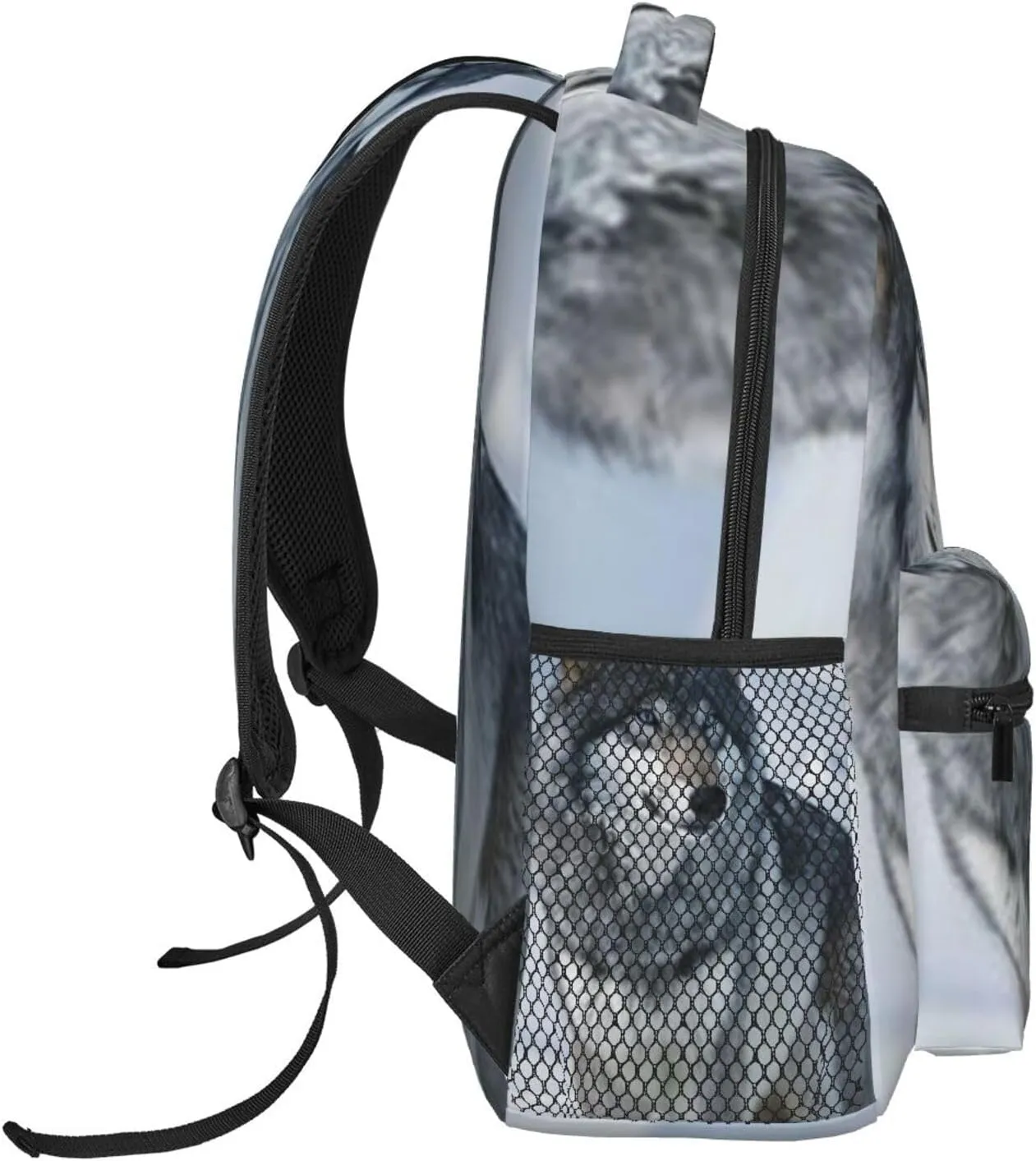 G-ray Wolf Lightweight Casual Student Backpack With Adjustable Shoulder Straps And Cushioned Back For Comfort Black