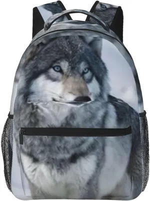 G-ray Wolf Lightweight Casual Student Backpack With Adjustable Shoulder Straps And Cushioned Back For Comfort Black