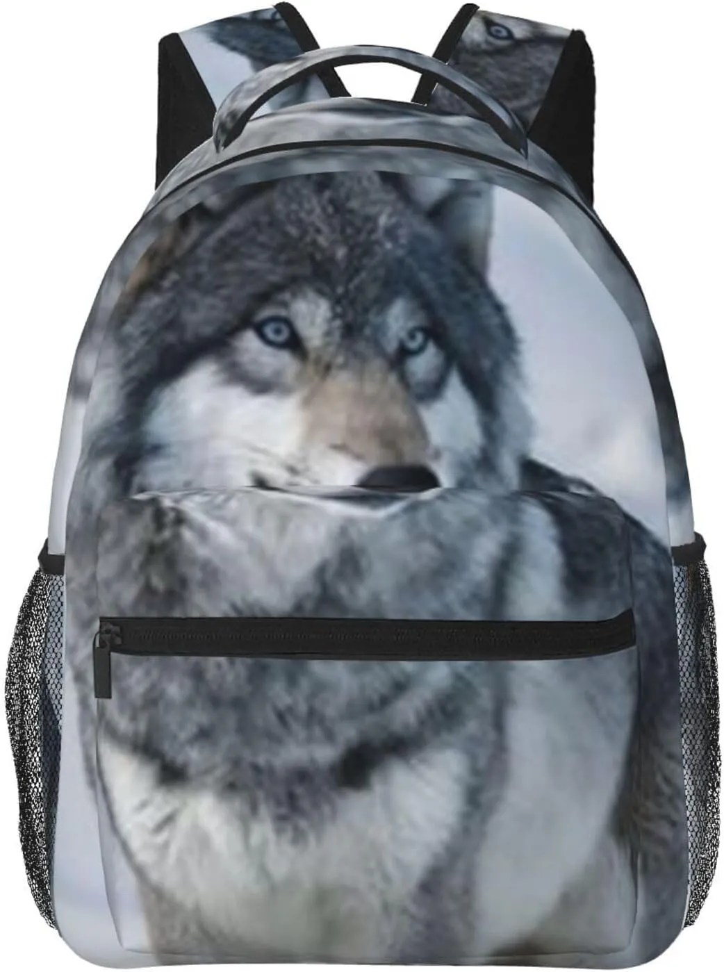 G-ray Wolf Lightweight Casual Student Backpack With Adjustable Shoulder Straps And Cushioned Back For Comfort Black