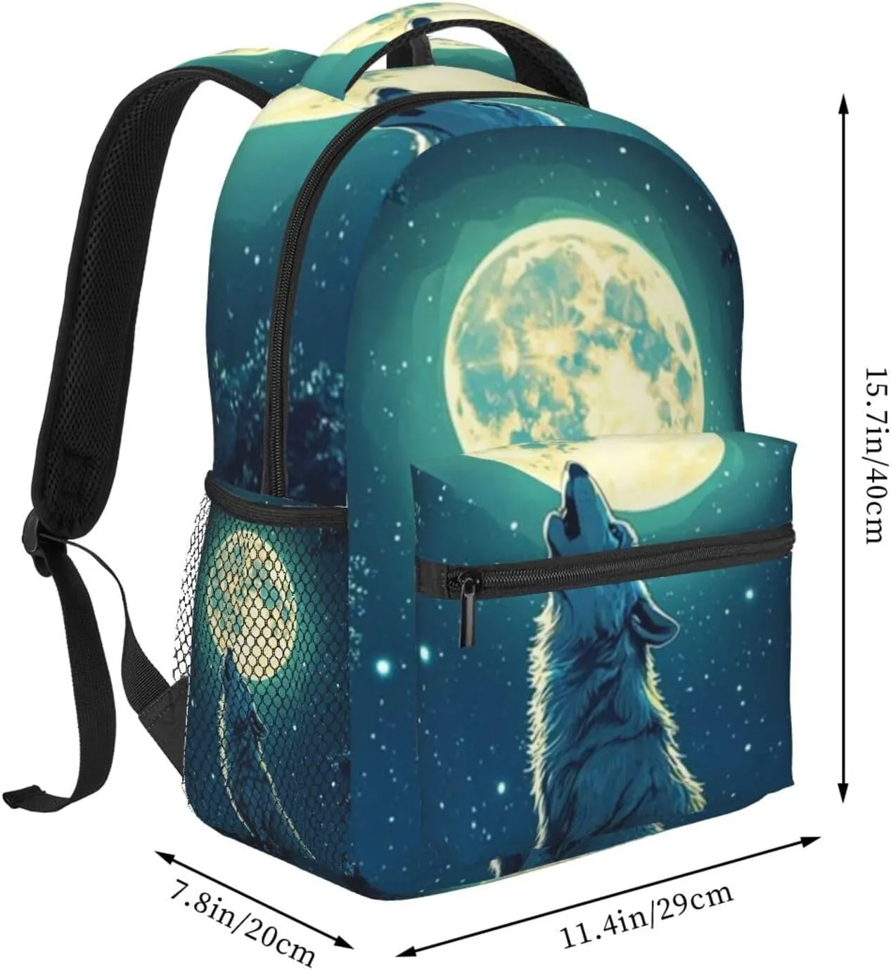 G-ray Wolf Lightweight Casual Student Backpack With Adjustable Shoulder Straps And Cushioned Back For Comfort Black