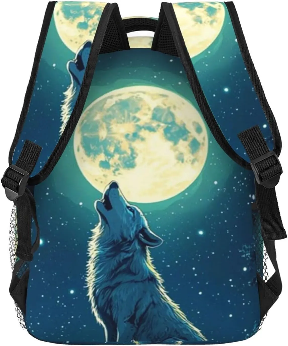 G-ray Wolf Lightweight Casual Student Backpack With Adjustable Shoulder Straps And Cushioned Back For Comfort Black