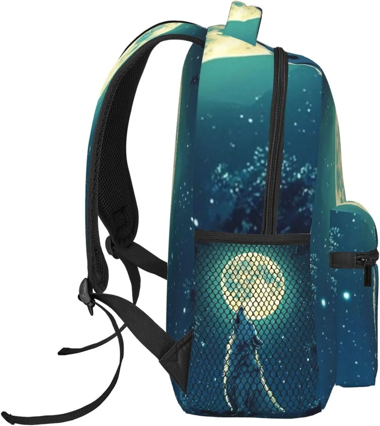 G-ray Wolf Lightweight Casual Student Backpack With Adjustable Shoulder Straps And Cushioned Back For Comfort Black