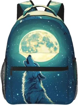 G-ray Wolf Lightweight Casual Student Backpack With Adjustable Shoulder Straps And Cushioned Back For Comfort Black