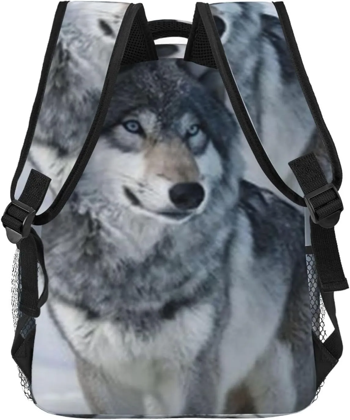 G-ray Wolf Lightweight Casual Student Backpack With Adjustable Shoulder Straps And Cushioned Back For Comfort Black
