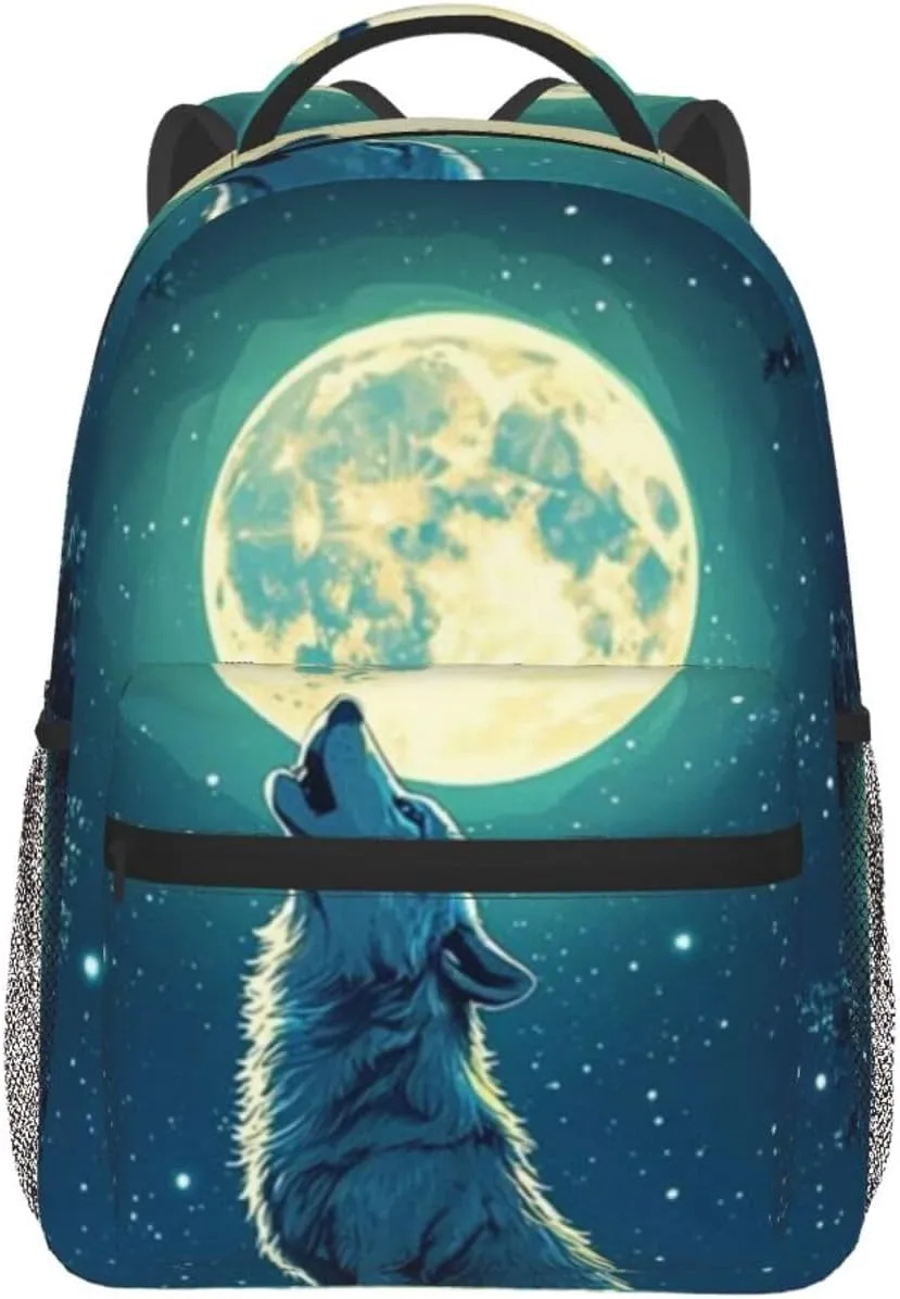 G-ray Wolf Lightweight Casual Student Backpack With Adjustable Shoulder Straps And Cushioned Back For Comfort Black