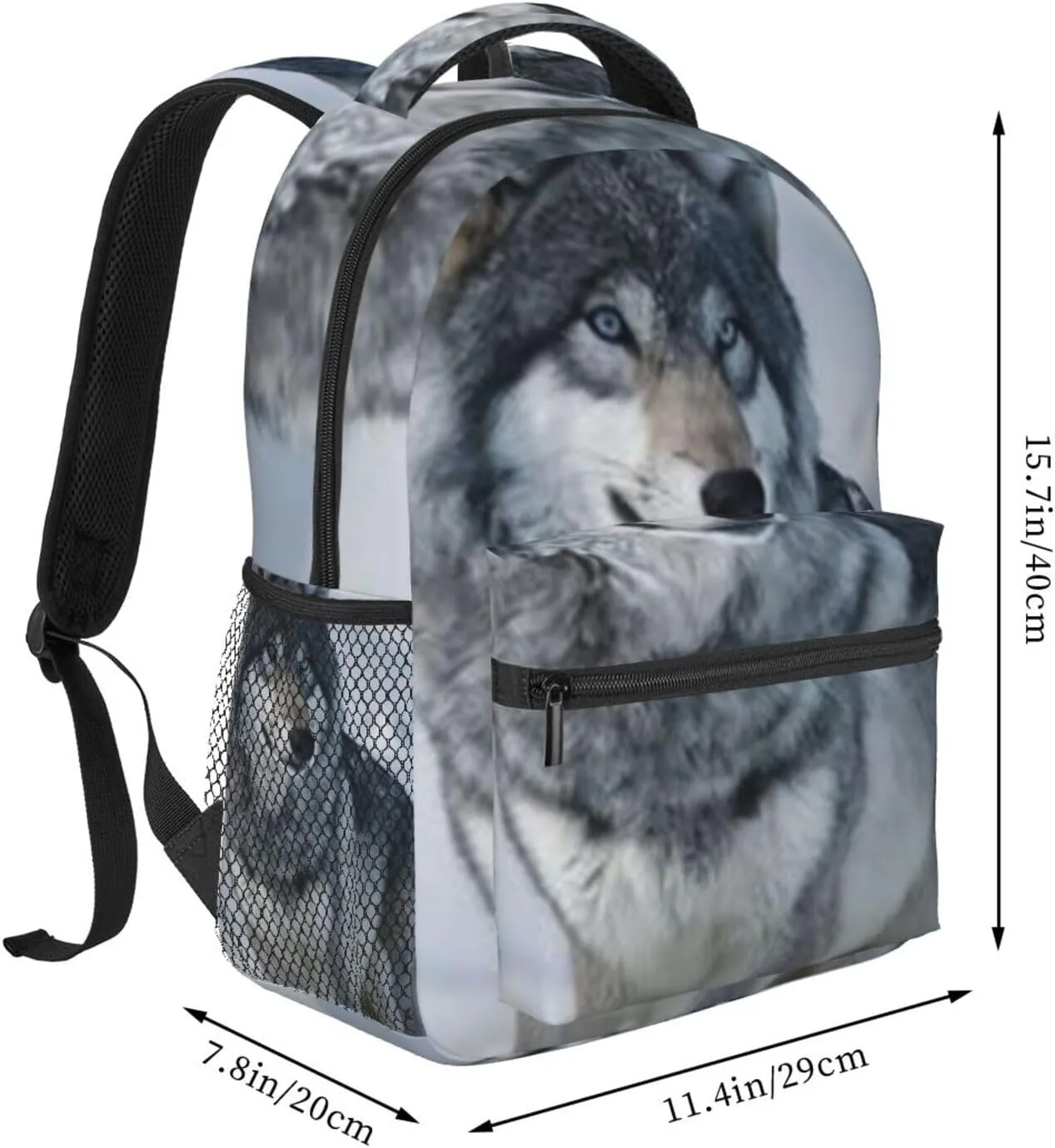 G-ray Wolf Lightweight Casual Student Backpack With Adjustable Shoulder Straps And Cushioned Back For Comfort Black