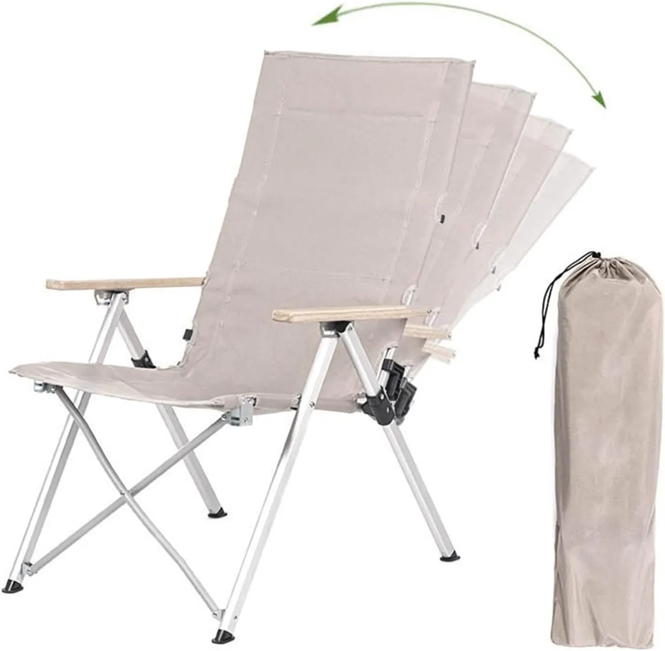 GaRcan Outdoor Camping Chair Folding Four-Speed Adjustable Long Chair Office Nap Recliner Picnic Beach Relaxation Chair (A)