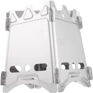 Garneck Stainless Steel Mini Camping Stove Portable Folding BBQ Wood Burning Outdoor Cookware Size s