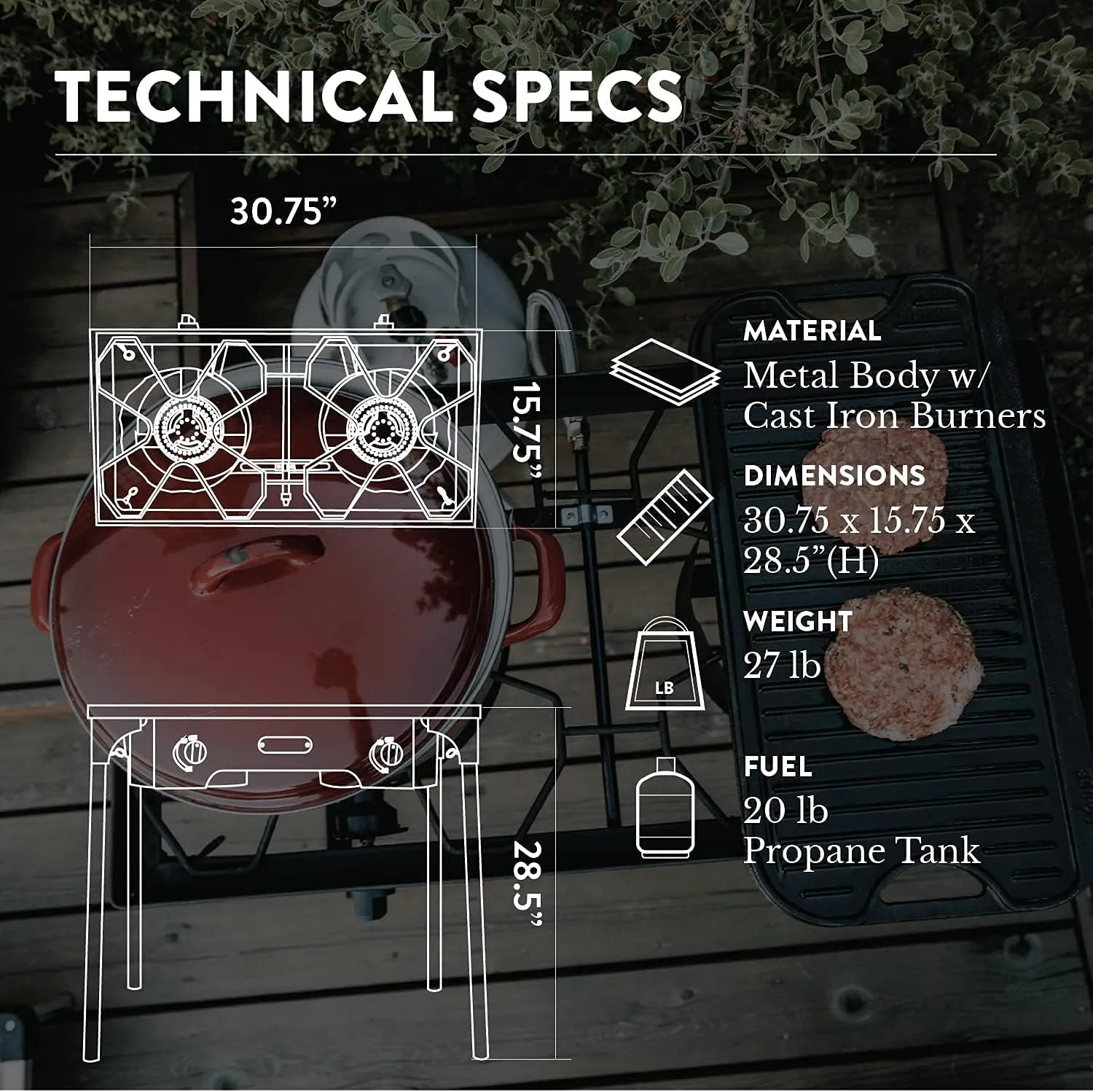 GasOne Two Burner Propane Camp Stove with Carry Bag Outdoor High Pressure Propane Double Burner