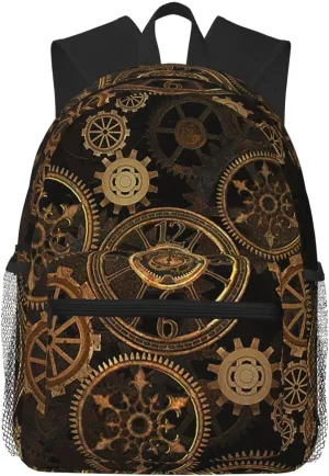 Gears Clock Bronze Century Print Comfortable Backpack,Your Essential Casual Travel Bag For Outdoor Adventures