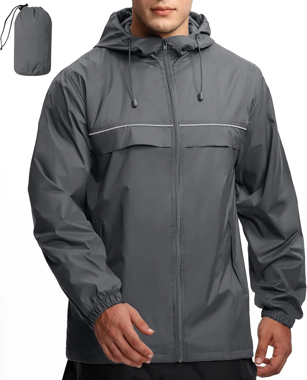 GEEK LIGHTING Mens Waterproof Hooded Rain Jacket Lightweight Raincoat for Outdoor Hiking Running Travel