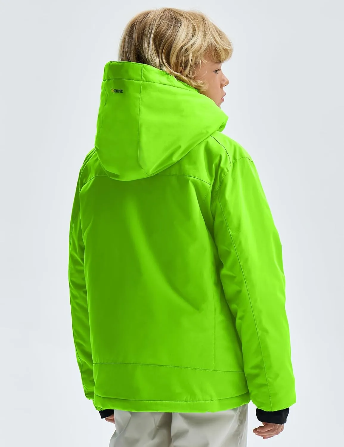 GEMYSE Boy's Waterproof Ski Snow Jacket Hooded Fleece Lined Windproof Winter Jacket
