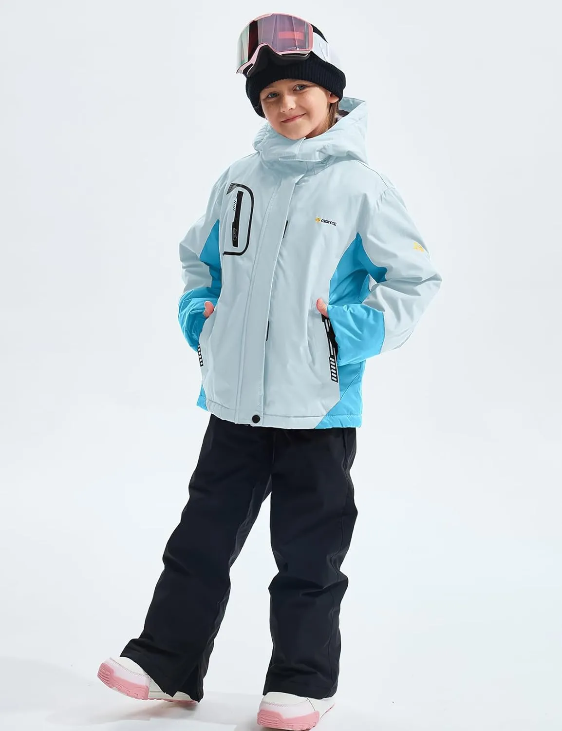 GEMYSE Girl's Waterproof Ski Snow Jacket Fleece Windproof Winter Jacket with Hood