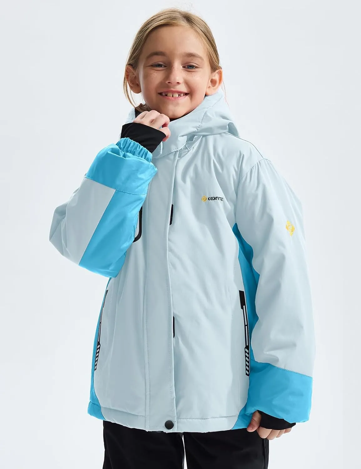 GEMYSE Girl's Waterproof Ski Snow Jacket Fleece Windproof Winter Jacket with Hood