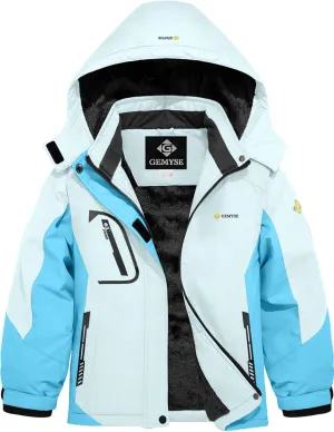GEMYSE Girl's Waterproof Ski Snow Jacket Fleece Windproof Winter Jacket with Hood