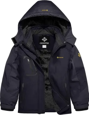 GEMYSE Girl's Waterproof Ski Snow Jacket Fleece Windproof Winter Jacket with Hood
