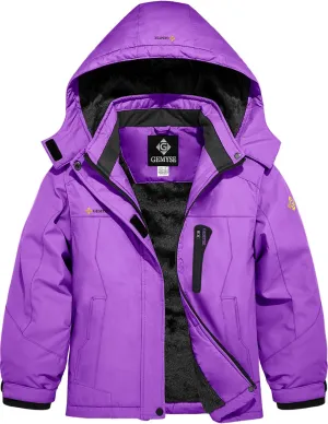 GEMYSE Girl's Waterproof Ski Snow Jacket Hooded Fleece Lined Windproof Winter Jacket