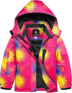 GEMYSE Girl's Waterproof Ski Snow Jacket Hooded Fleece Lined Windproof Winter Jacket