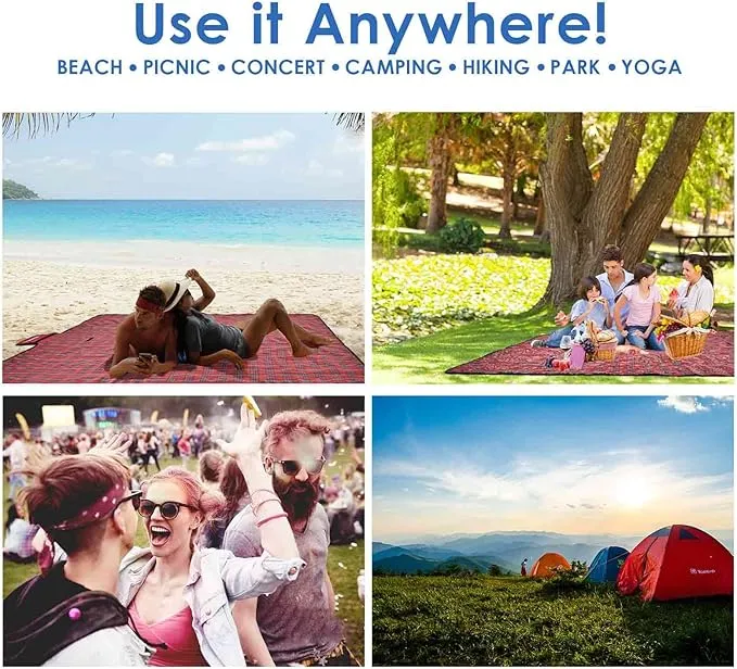 GIVERARE Picnic Beach Blanket, XL Sandfree Waterproof Outdoor Camping Blankets, Quick Drying Family Mat, Portable Extra Large Mats for Travel, Hiking, Music Festival, Lawn