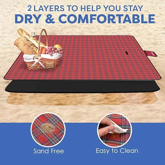 GIVERARE Picnic Beach Blanket, XL Sandfree Waterproof Outdoor Camping Blankets, Quick Drying Family Mat, Portable Extra Large Mats for Travel, Hiking, Music Festival, Lawn