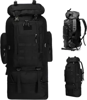Goaste 100L Camping Hiking Backpack, Molle Military Tactical Rucksack, Waterproof Large Travel Daypack, Adjustable Survival Hunting Sports Bag for Men and Women Hiking, Camping, Touring(Black)