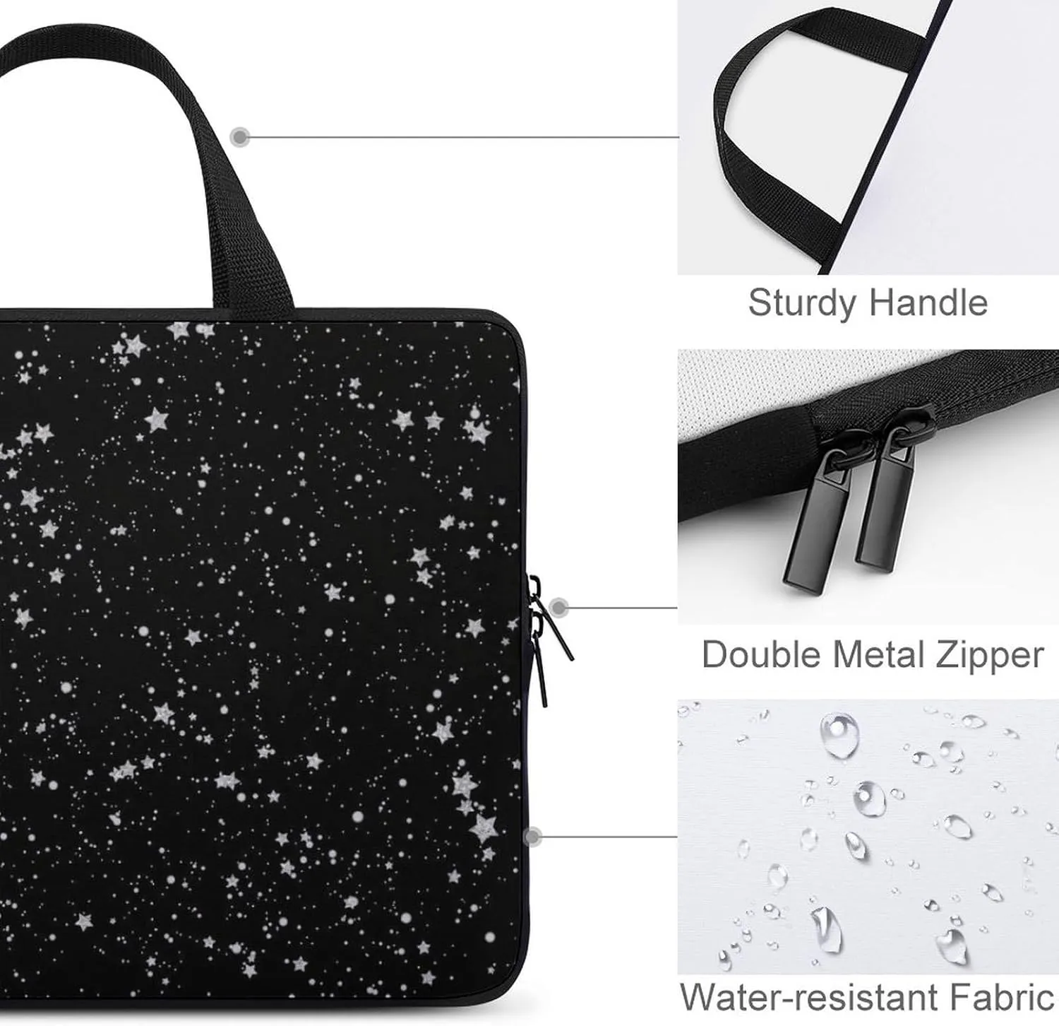 Gold And Black Agate Stone Laptop Bag Waterproof Dustproof Crack Proof Large Capacity