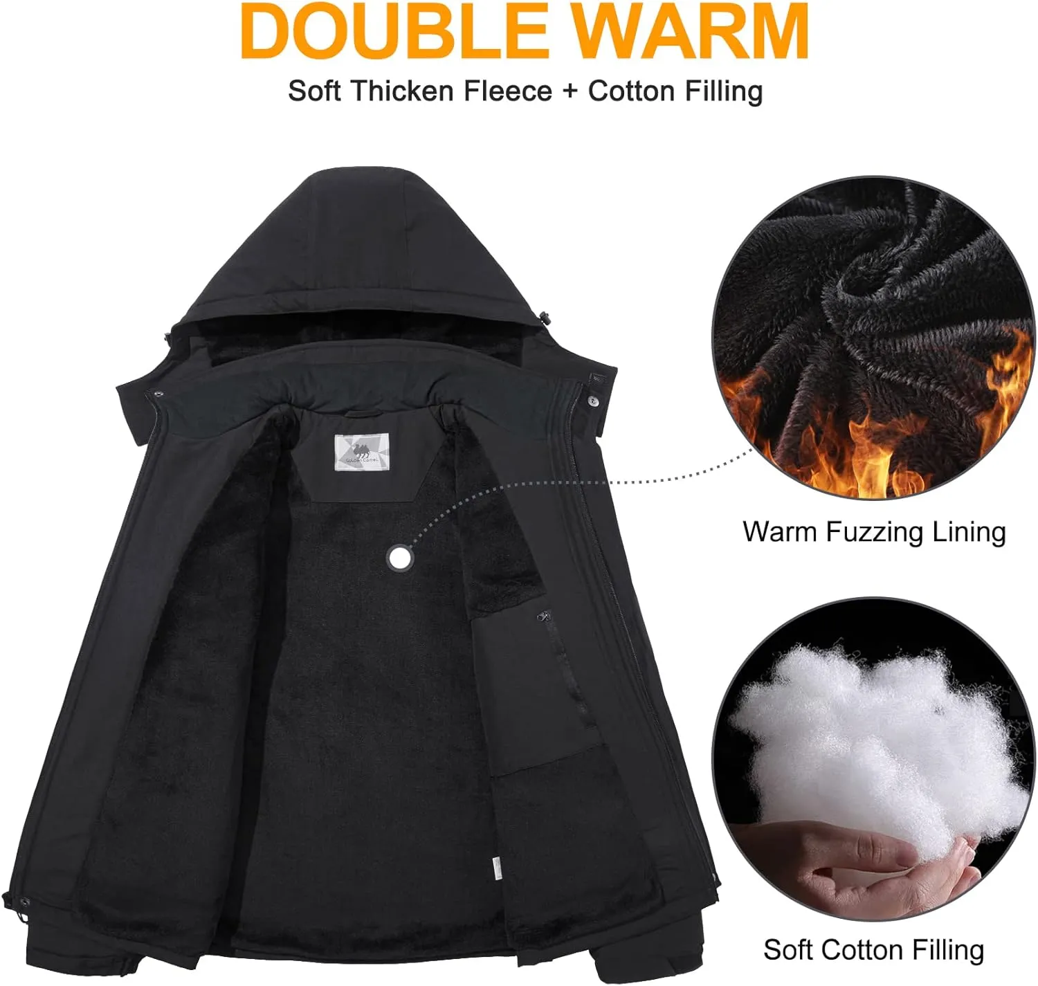 GOLDEN CAMEL Men's Winter Jacket Windproof Ski Snow Jacket Waterproof Thicken Parka Rain Jacket Warm Puffer Coat