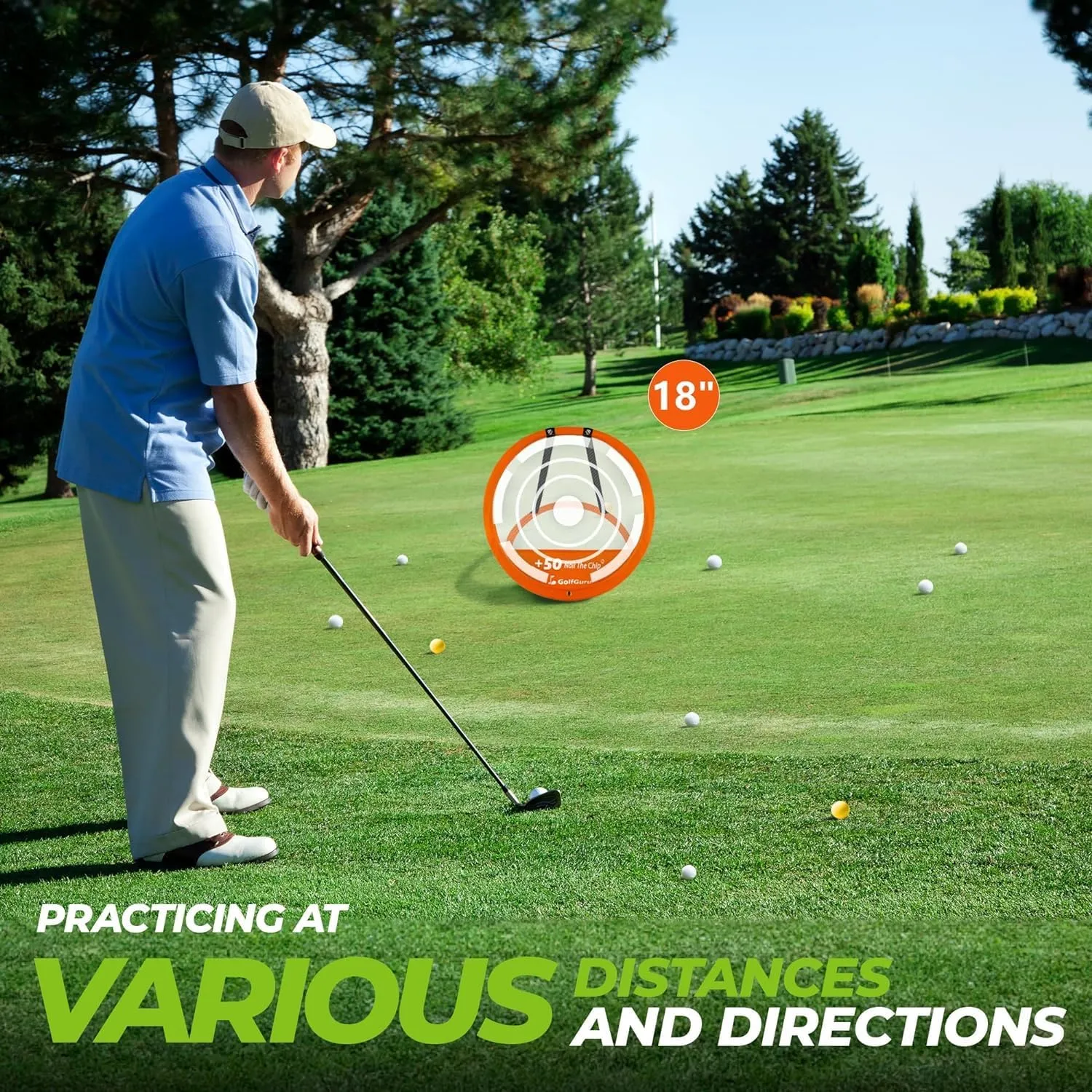 Golf Chipping Net, Golf Practice Chipping Net and Foldable Mat with 12 Balls, 4 Tees & Carry Bag, Chipping Game for Adults Indoor Outdoor, Gifts Accessories for Men