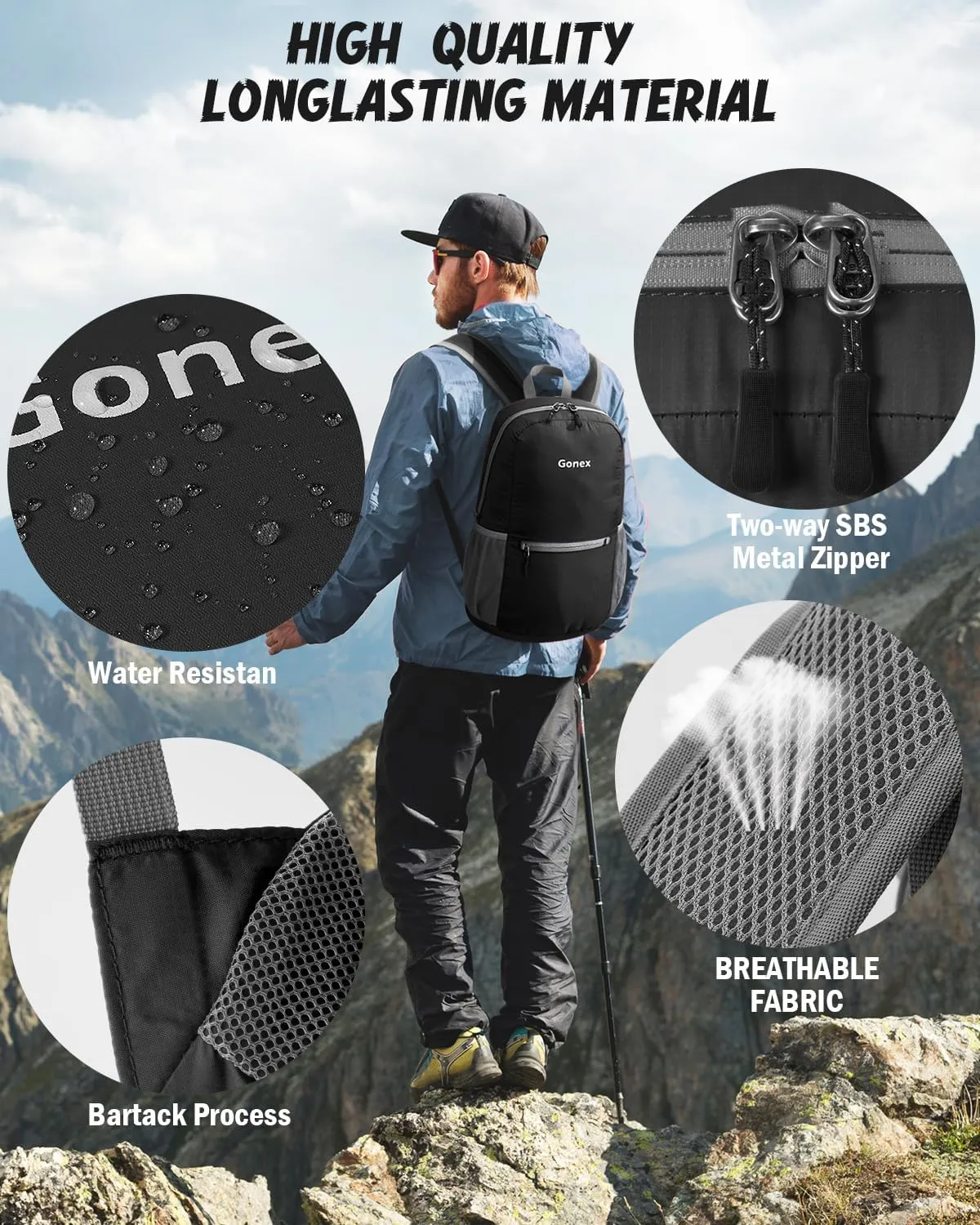 Gonex Ultra Lightweight Packable Backpack 20L Daypack Handy Foldable Camping Outdoor Travel Cycling Backpacking