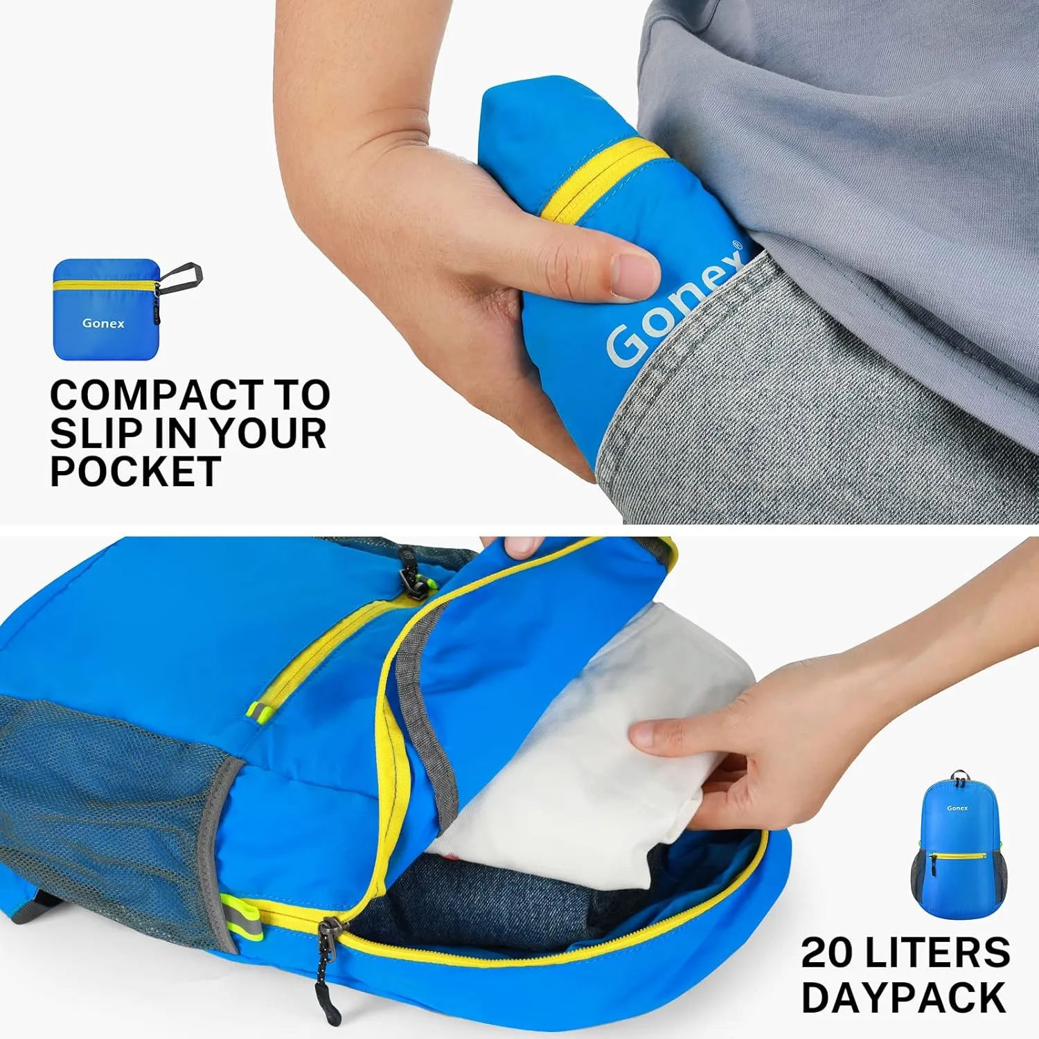 Gonex Ultra Lightweight Packable Backpack 20L Daypack Handy Foldable Camping Outdoor Travel Cycling Backpacking