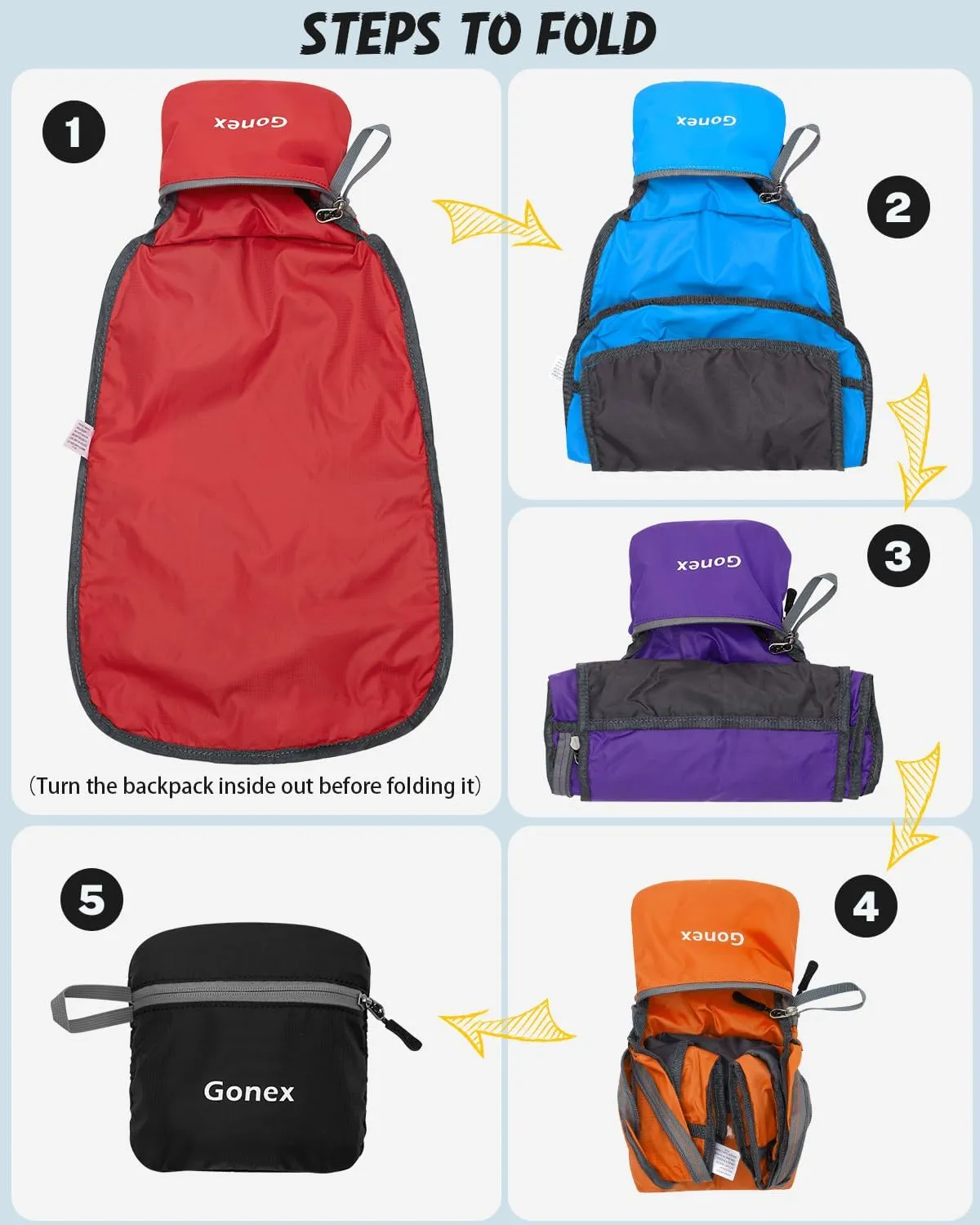 Gonex Ultra Lightweight Packable Backpack 20L Daypack Handy Foldable Camping Outdoor Travel Cycling Backpacking