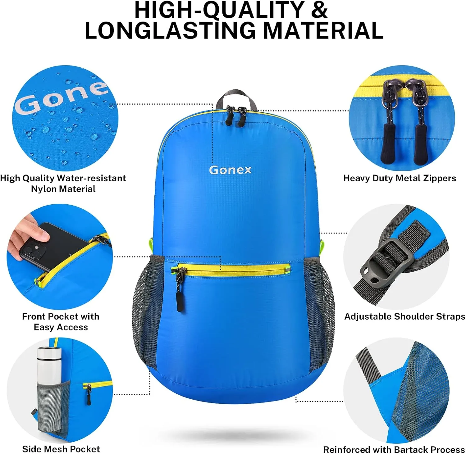 Gonex Ultra Lightweight Packable Backpack 20L Daypack Handy Foldable Camping Outdoor Travel Cycling Backpacking