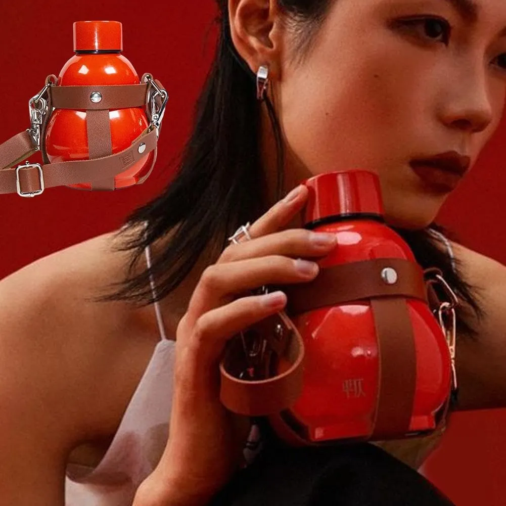 Gourd Water Bottle, Retro Style Gourd Sports Water Bottle, 316 Stainless Steel Winter Thermos Cup 280ml Travel Water Bottle, for Outdoor and Indoor, Valentine's Day Gifts (White)