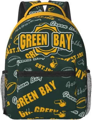 Green Bay Backpack for Boys Girls, Sports Backpack,Suitable For School Use,Gift For Men Women Fans