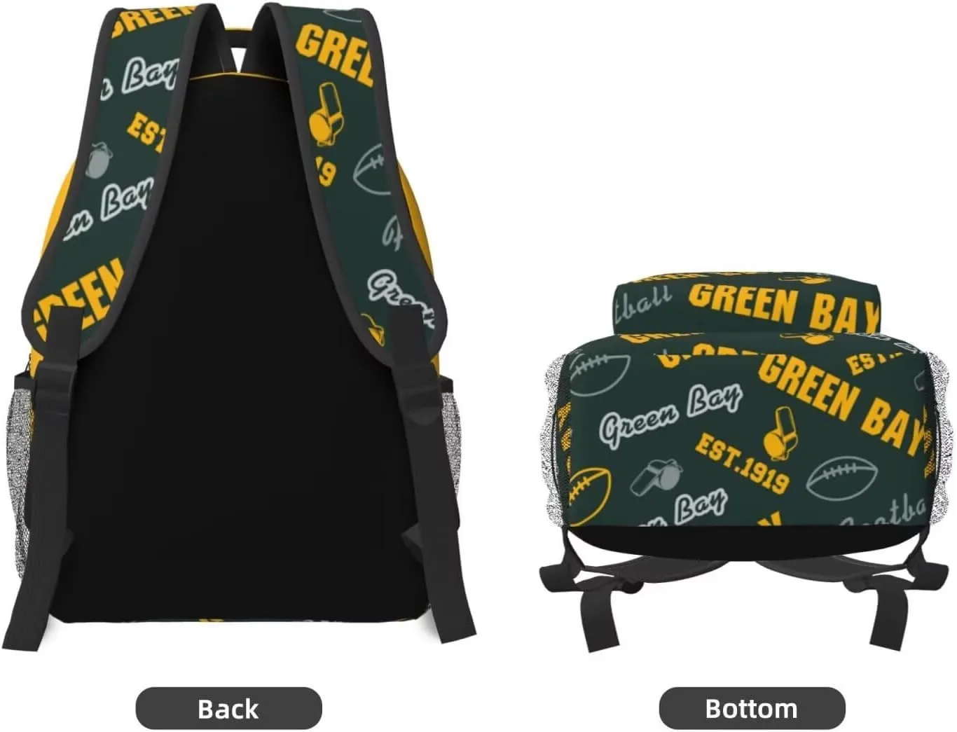 Green Bay Backpack for Boys Girls, Sports Backpack,Suitable For School Use,Gift For Men Women Fans