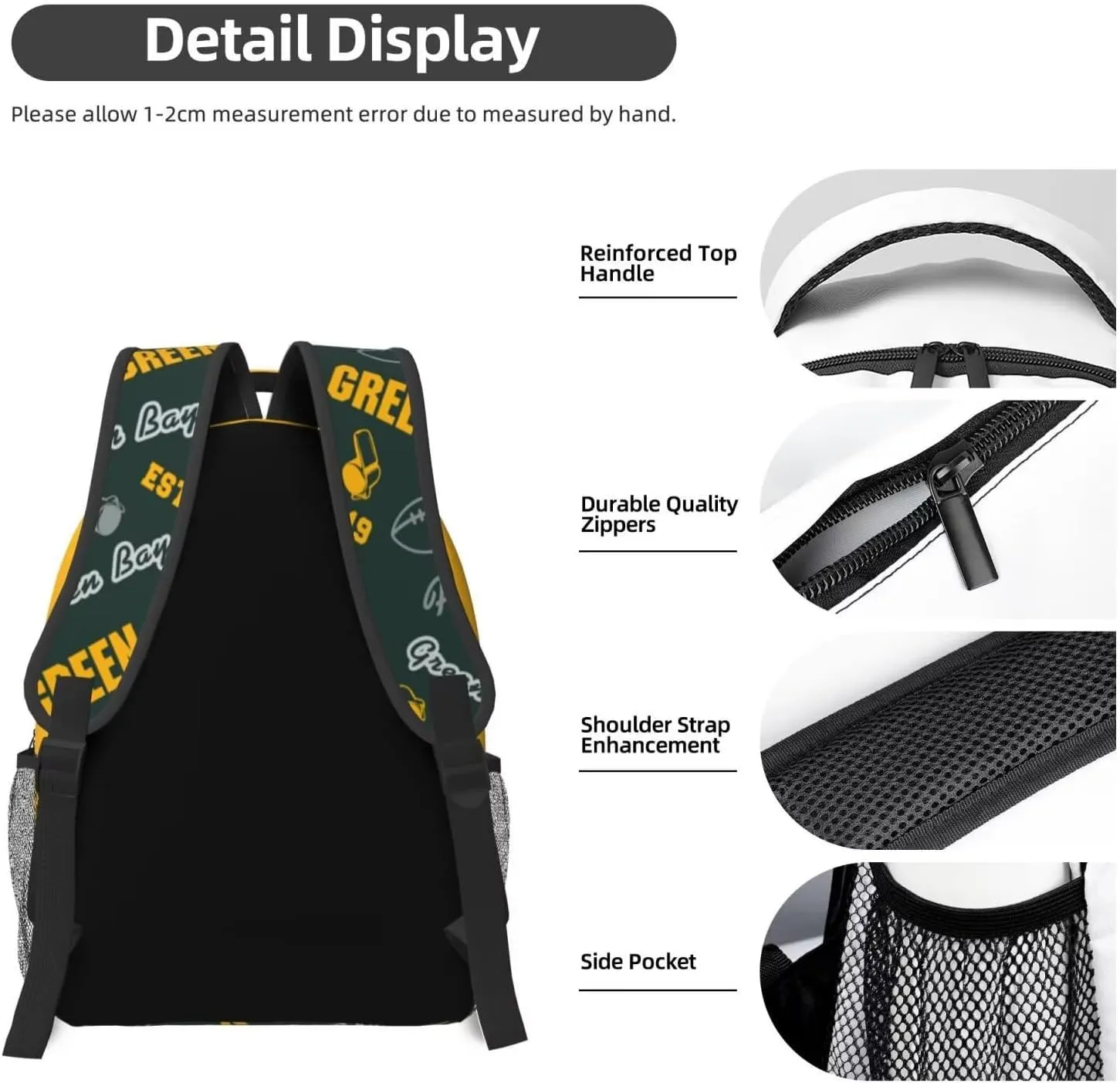 Green Bay Backpack for Boys Girls, Sports Backpack,Suitable For School Use,Gift For Men Women Fans