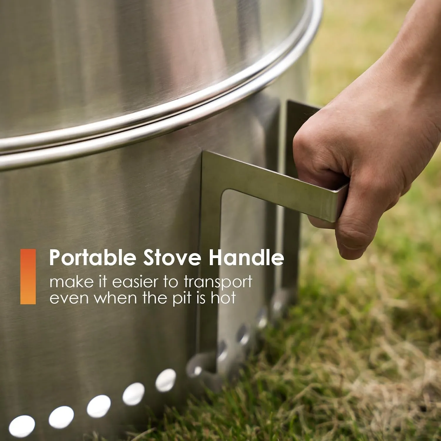 GREENVINES Smokeless-Firepit | 19-Inch | Stainless-Steel-Fire-Pit | Portable Outdoor Pits with Stand for Camping | Solo Wood Burning Bonfire | Low Smoke Stove | Bag & Sticks & Holders