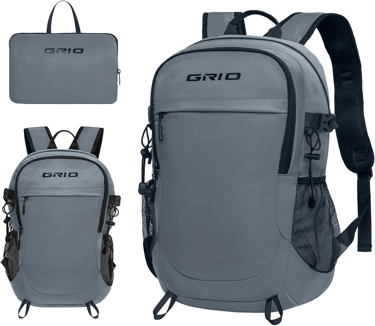 GRIO 40L Lightweight Hiking Backpack for Men and Women, Packable Backpack for Travel Outdoor Sports Camping (grey)