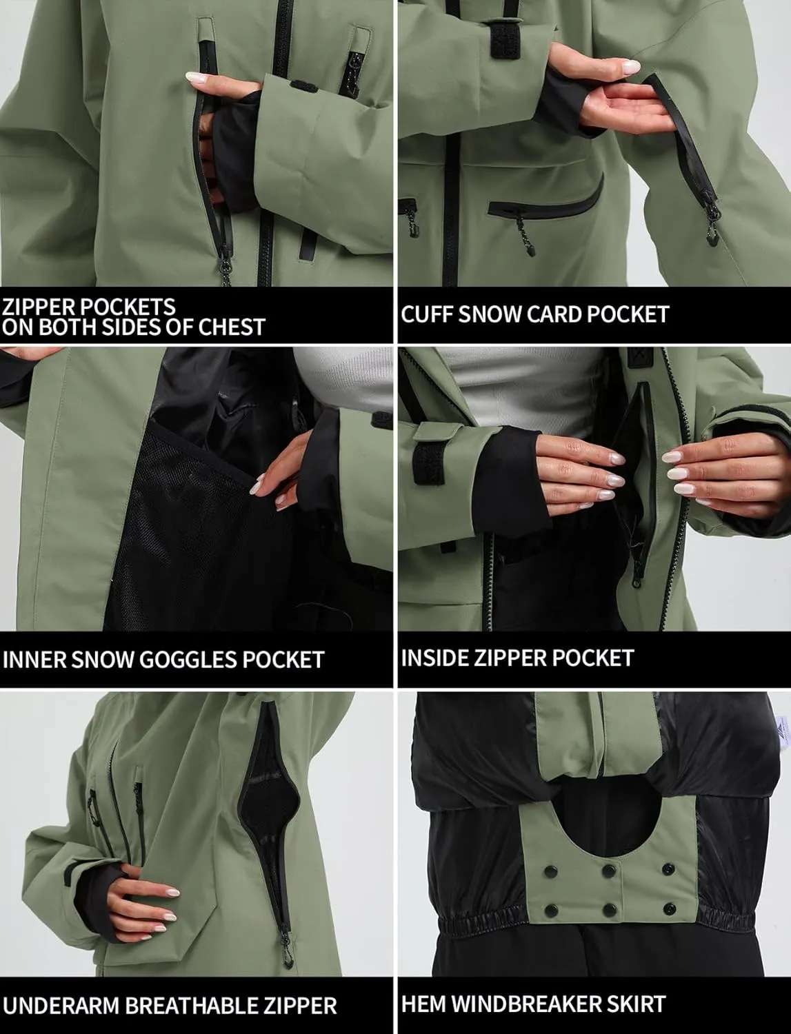 GSOU SNOW Mens Snowboard Jacket Womens Ski Coat Waterproof Insulated Snow Coat Winter Hooded Mountain Jackets