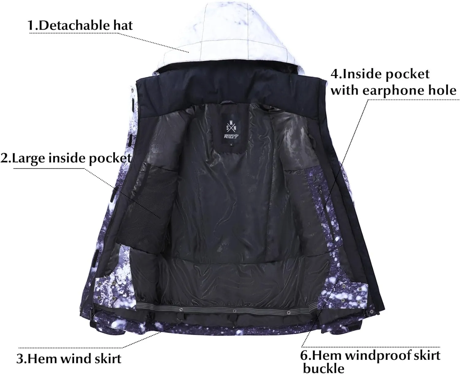 GSOU SNOW Women's Ski Jackets and Pants Set Snowboarding Snowsuit Snow Coat Hooded Waterproof Windproof