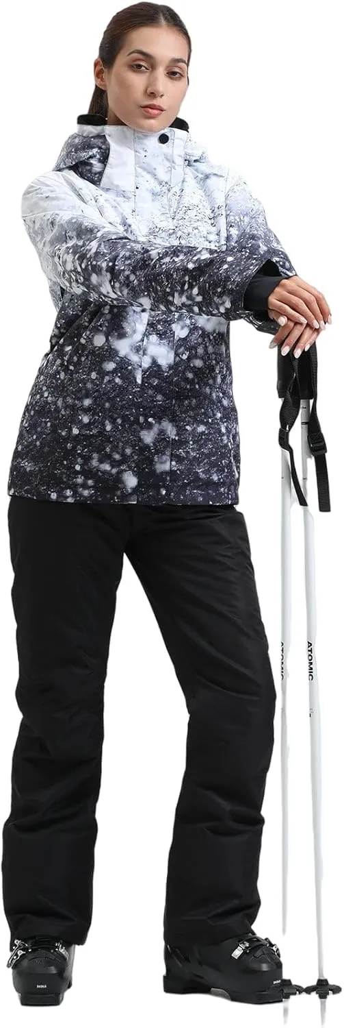 GSOU SNOW Women's Ski Jackets and Pants Set Snowboarding Snowsuit Snow Coat Hooded Waterproof Windproof