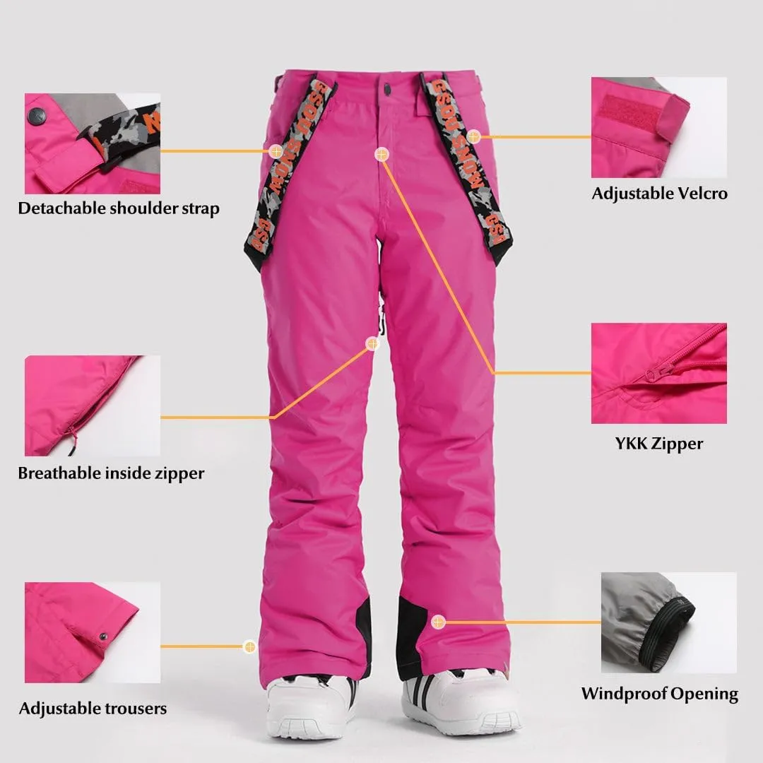 GSOU SNOW Women's Ski Jackets and Pants Set Snowboarding Snowsuit Snow Coat Hooded Waterproof Windproof