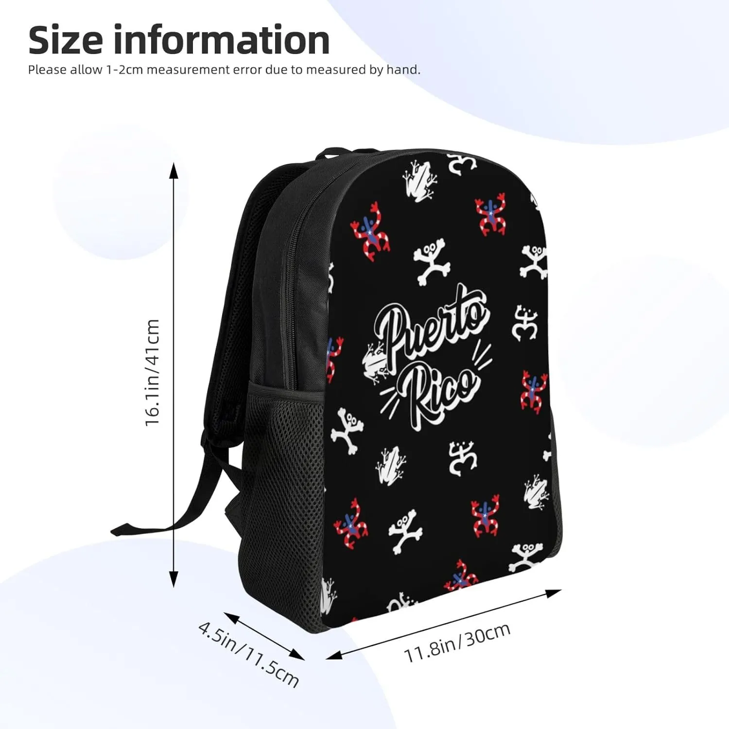 GTEVUTS Puerto Rico Taino Backpack for Men Women - Puerto Rico Gifts-Patriotic Chic Laptop Black Shoulder Bag Travel Camping Work Outdoor Backpacks,15 Inch,Black