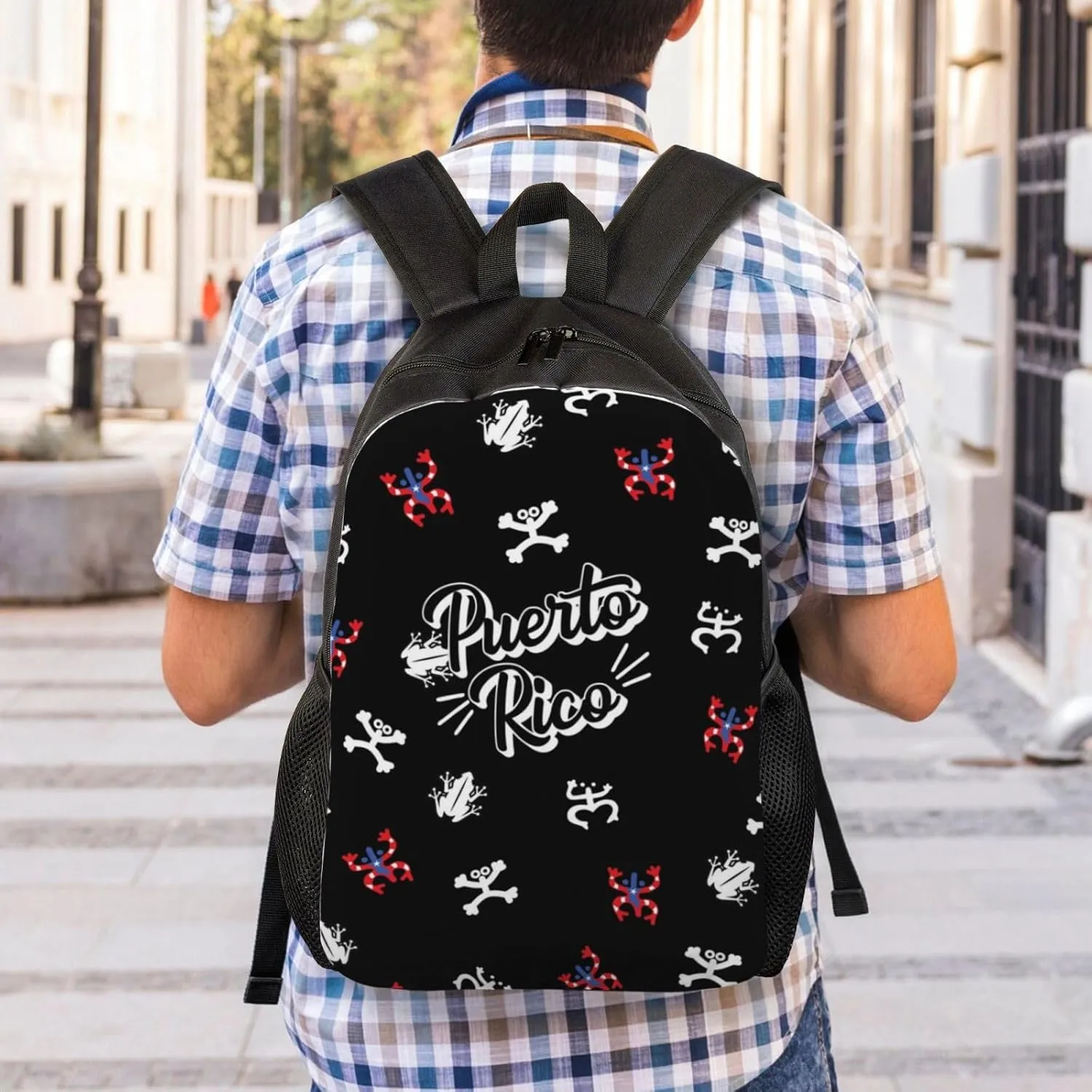 GTEVUTS Puerto Rico Taino Backpack for Men Women - Puerto Rico Gifts-Patriotic Chic Laptop Black Shoulder Bag Travel Camping Work Outdoor Backpacks,15 Inch,Black