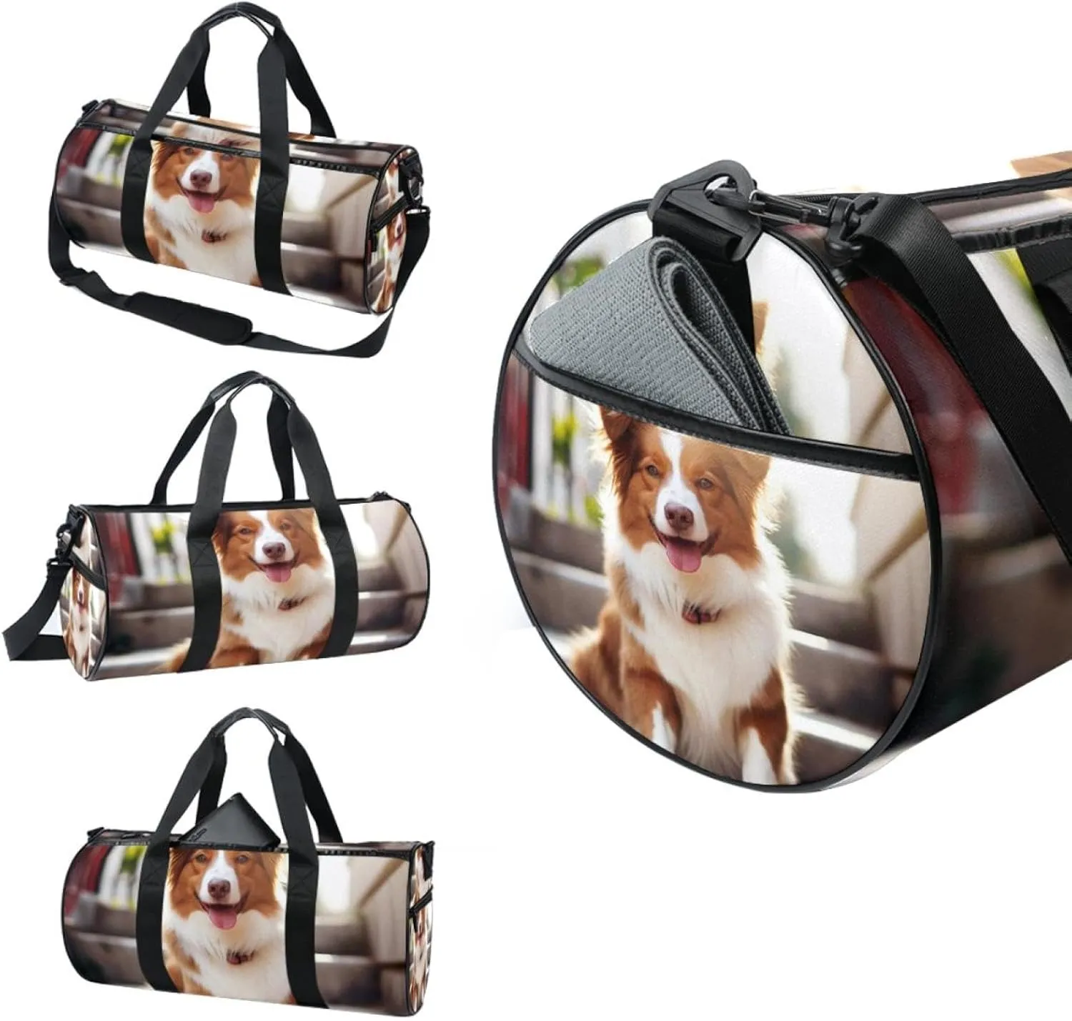 Gym Bag for Women,Small Gym Bag for Men,Border Collie Dog,Overnight Bag