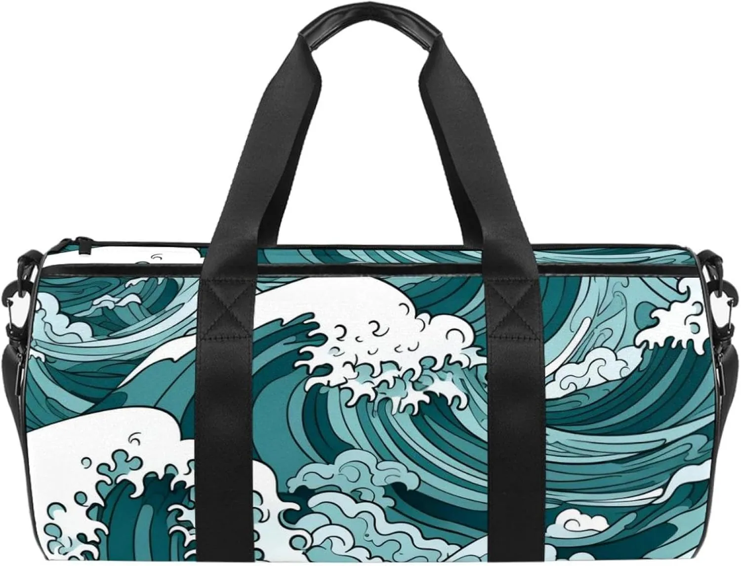 Gym Bag for Women,Small Gym Bag for Men,Sea Abstract Floral Waves,Overnight Bag